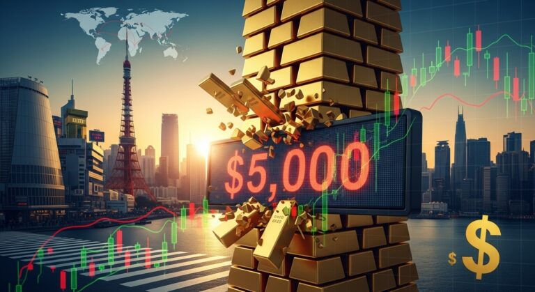 Asia-Pacific Markets Mixed as Gold Surges to Record $5,000