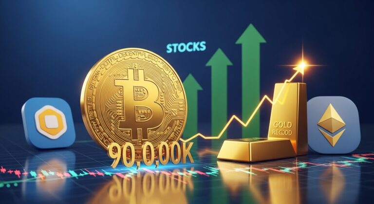 Bitcoin Hovers Near $90K as Stocks Rebound and Gold Hits Record