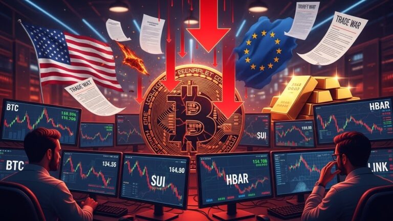 Crypto Prices Dip Jan 19: BTC, LINK, SUI, HBAR Fall on Tariff Fears