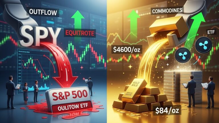 ETF Flows Signal Major Shift: SPY Declines While Gold, Silver, XRP Surge