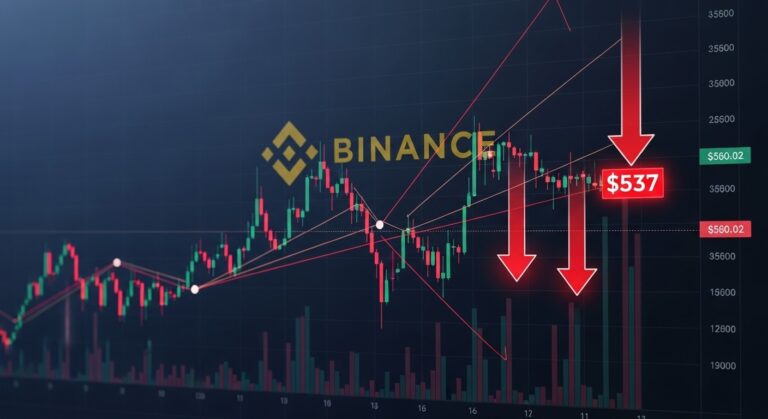 BNB Price Alert: Bearish Pennant Targets $537 Drop
