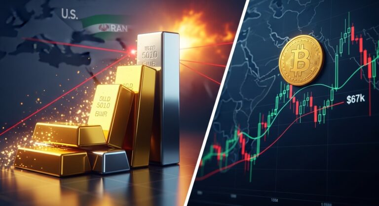 Gold Silver Surge on US-Iran Tensions as Bitcoin Tests Support