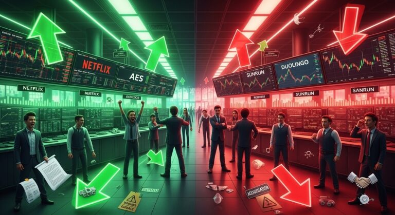 Midday Stock Movers: Big Swings in Banks, Netflix, Duolingo