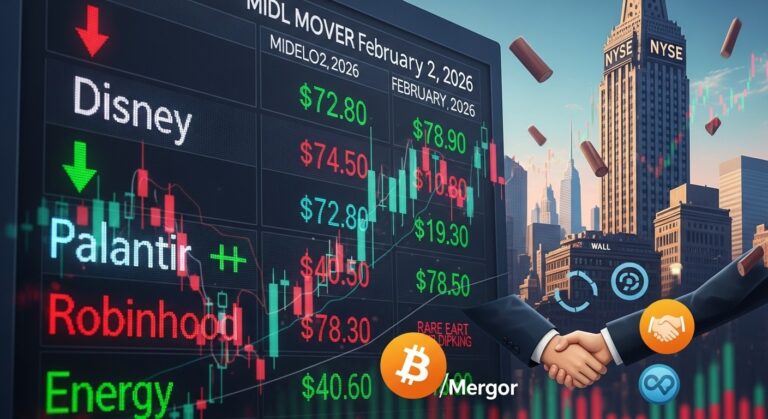 Midday Stock Movers: Disney, Palantir, Robinhood Surge or Slide