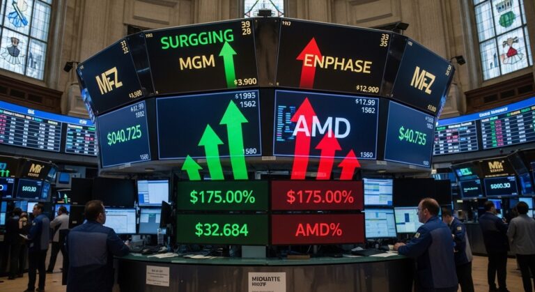 Midday Stock Movers: MGM Surges, AMD Plunges on Earnings
