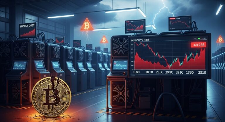 Bitcoin Mining Difficulty Drops 7.5% as Hashrate Retreats