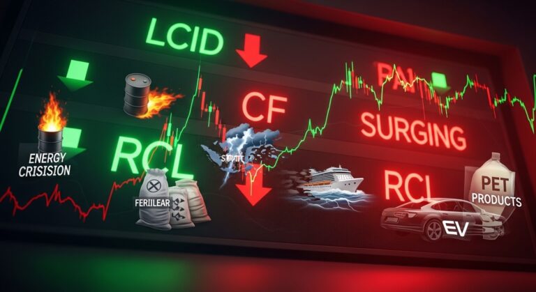 Midday Stock Movers: LCID, CF, RCL Surge & Drop