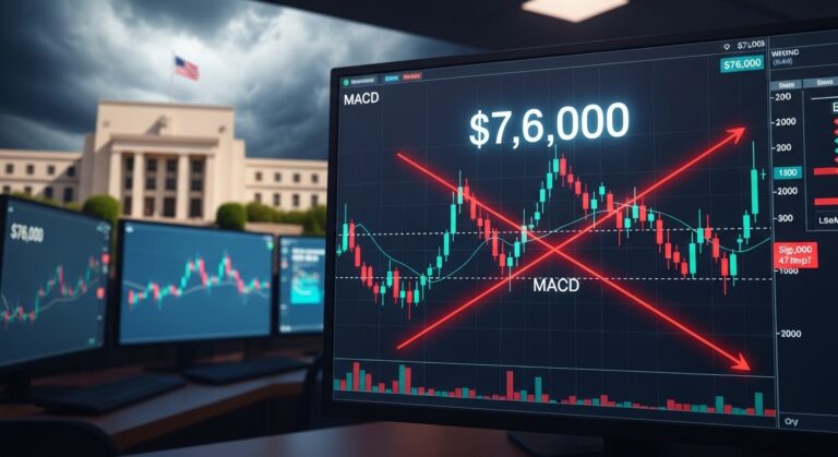 Bitcoin Price Slips as Daily MACD Turns Bearish Near $76K