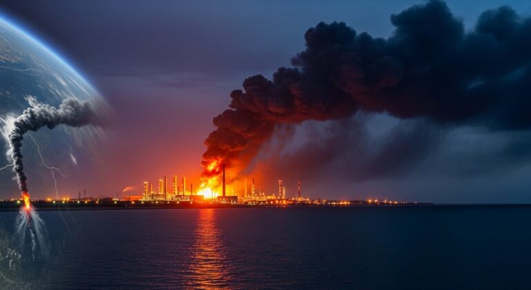 Drone Strike Ignites Major Russian Oil Refinery Fire Visible From Space