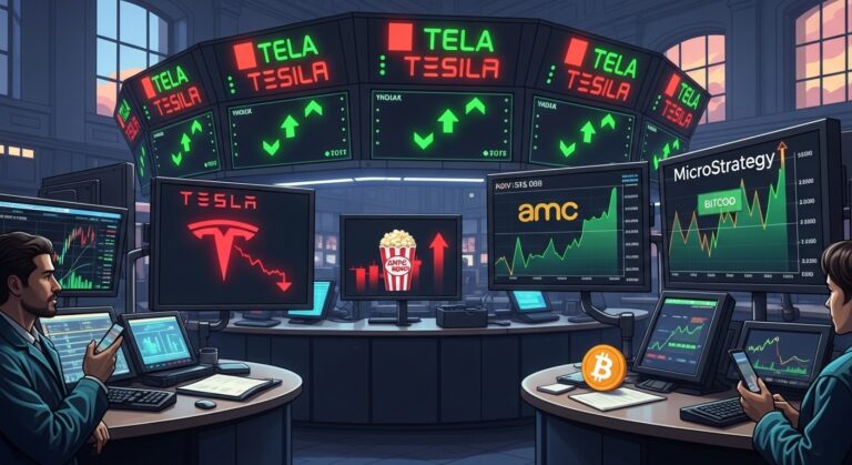Wall Street Edges Higher Amid Tesla Slump and Meme Stock Surge