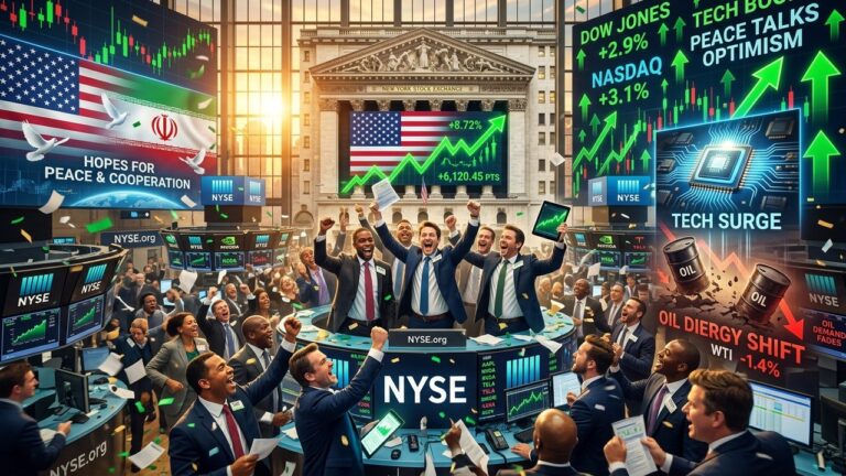 Markets Surge on Iran Peace Hopes as Dow Hits Near 50K