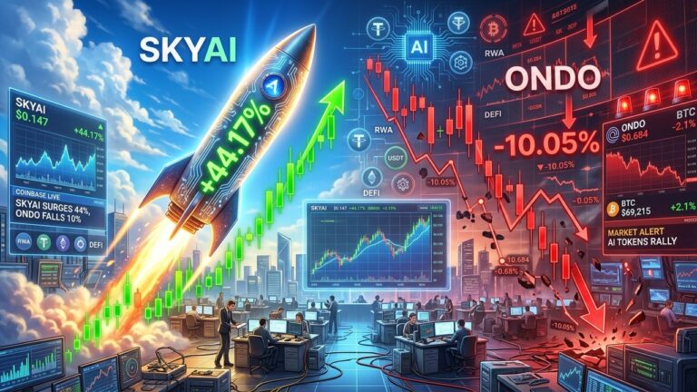 SKYAI Soars 44% as Top Gainer While ONDO Slips 10% in Crypto Rotation