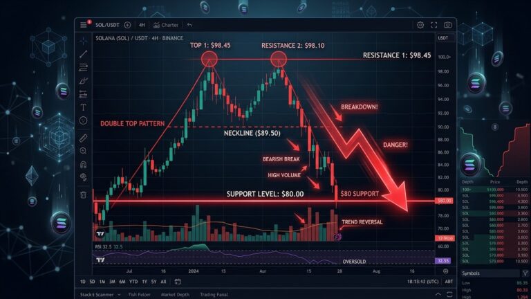 Solana Price Faces $80 Breakdown Risk as Double Top Pattern Emerges