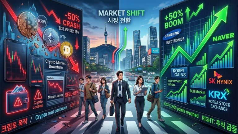 South Korea Crypto Holdings Crash 50% as Investors Flock to Stocks