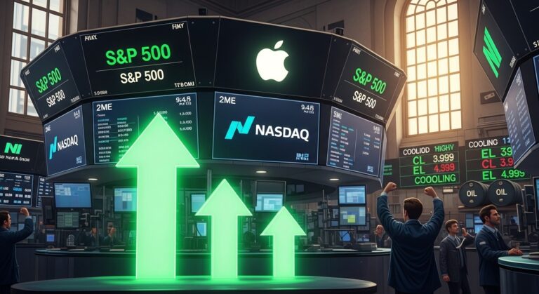Stock Market Hits New Records as Apple Shines and Oil Prices Ease Into May
