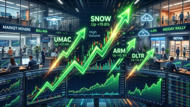 Stocks Surging Midday: Big Moves in UMAC SNOW ARM DLTR