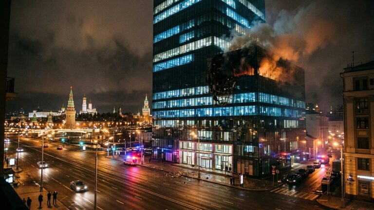 Ukrainian Drone Hits Moscow Luxury Tower Near Kremlin