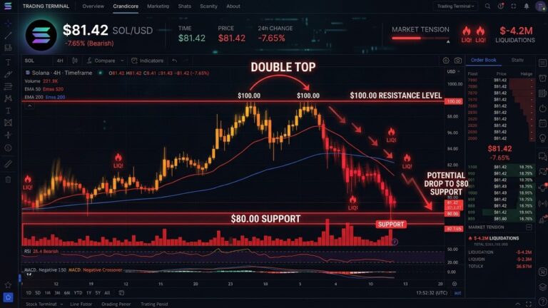 Will Solana Price Drop Below $80 as Bearish Pattern Forms?