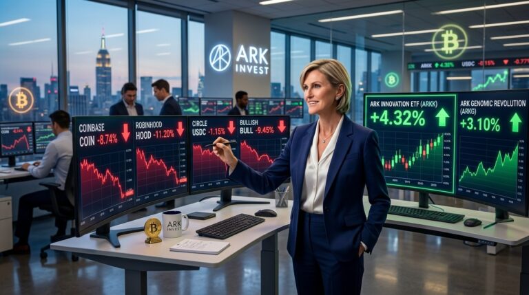 Ark Invest Snaps Up Coinbase Robinhood Shares on Market Dip