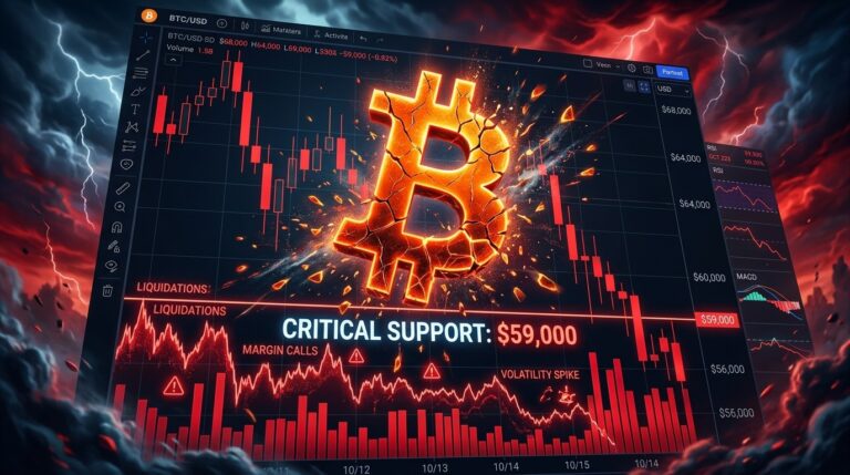 Bitcoin Retests June Lows After Massive $850M Liquidations Hit Market