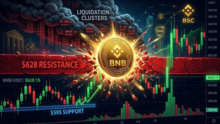 BNB PriceGenerating the blog article content Analysis: Eyes $628 Resistance Amid Liquidation Clusters