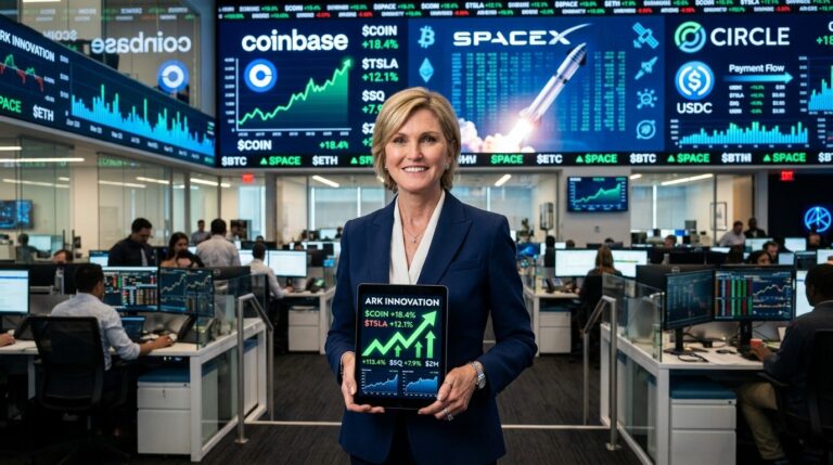 Cathie Wood Boosts ARK Invest With $25.5M Buys in Coinbase, SpaceX, Circle