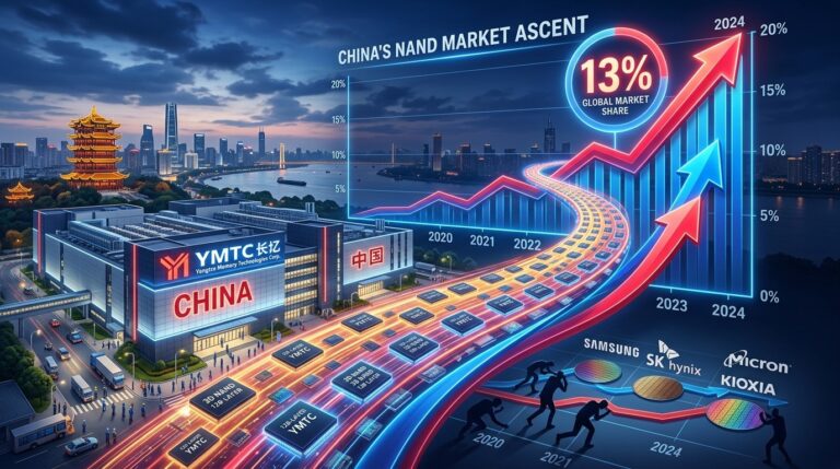 China’s YMTC Surges to 13% Global NAND Market Share Tying Sandisk