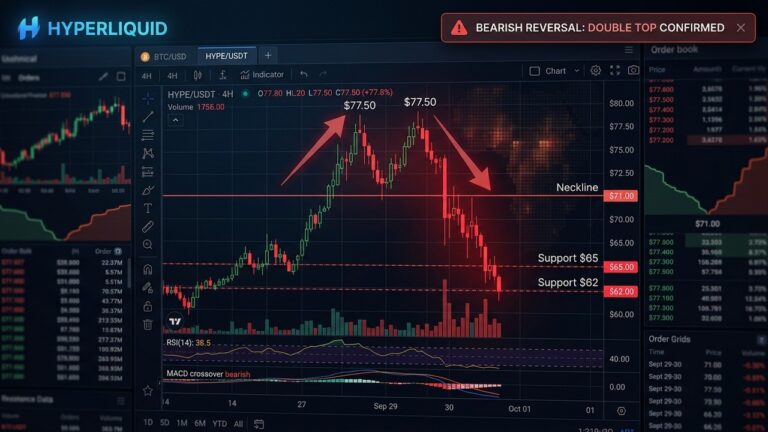Hyperliquid Double Top Threatens Deeper HYPE Pullback After 13% Drop