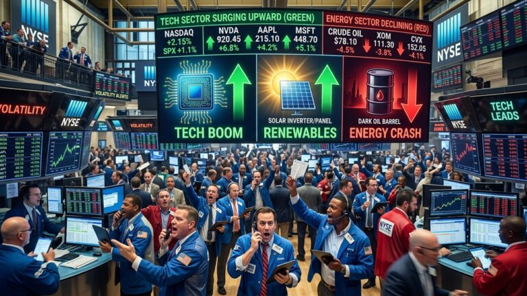 Midday Stock Movers: Big Gains in Tech and AI Amid Energy Slump