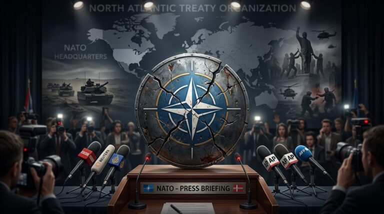 NATO Chief Challenged on Defensive Alliance Claims
