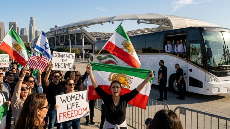 Protests Hit LA as Iranian Soccer Team Lands for World Cup Clash
