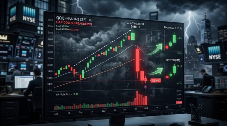 Rare QQQ Gap Down Near All-Time Highs: What It Means for Markets