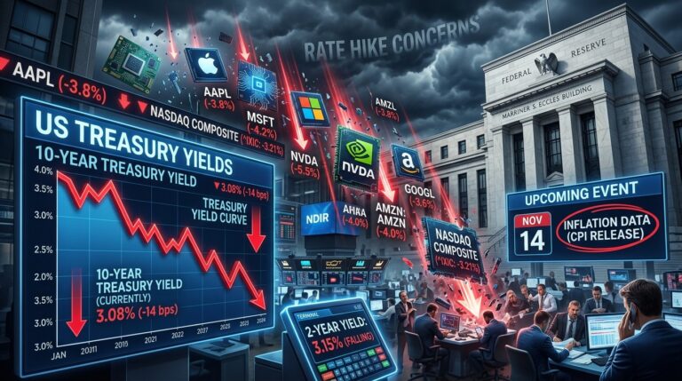 Treasury Yields Drop as Rate Hike Worries Hammer Tech Stocks