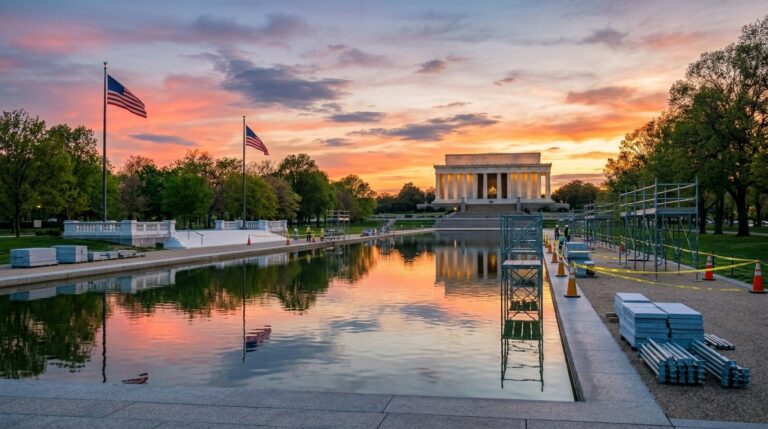 Trump Launches Immediate Repairs on Vandalized Lincoln Memorial Reflecting Pool