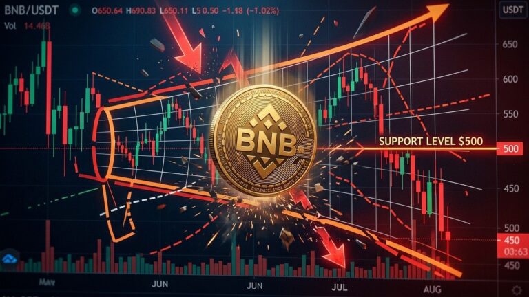 Will BNB Price Fall Below $500 as Giant Megaphone Pattern Forms?