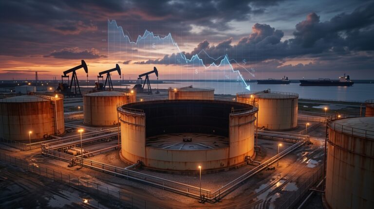 WTI Crude Holds Losses as Cushing Hits Tank Bottoms and US Production Soars