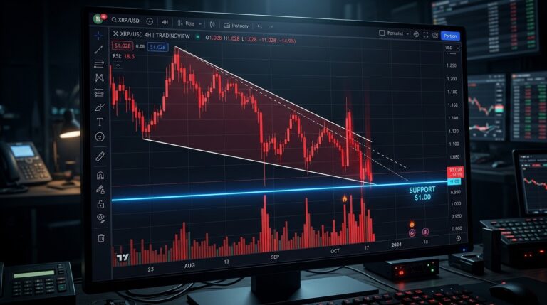 XRP Price Forms Falling Wedge Near $1 Support Amid Rising Liquidations
