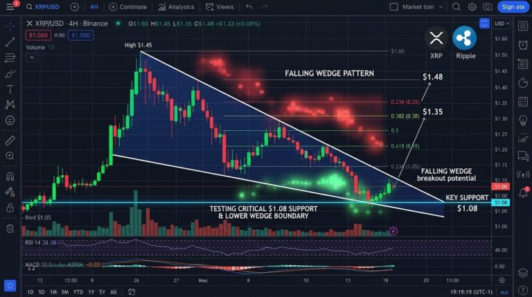 XRP Price Tests Key Support in Falling Wedge: Bulls Eye Recovery