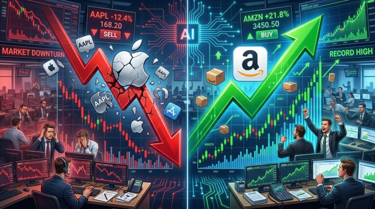 Apple Drops 7 Percent Amazon Surges 12 Percent After Earnings