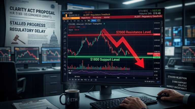 Ethereum Price Rejects $2000 Again: Can $1800 Support Hold Amid CLARITY Act Delay?