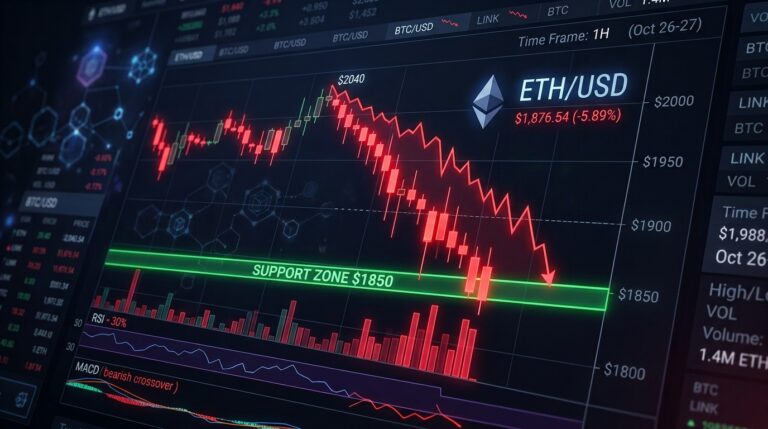 Ethereum Price Tumbles Below $1900: Can $1850 Hold Firm?