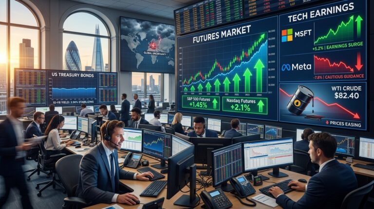 Futures Rebound Amid Tech Earnings Split and Easing Oil Pressure