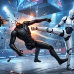Headless Humanoid Robot Battles On In Historic Combat Tournament