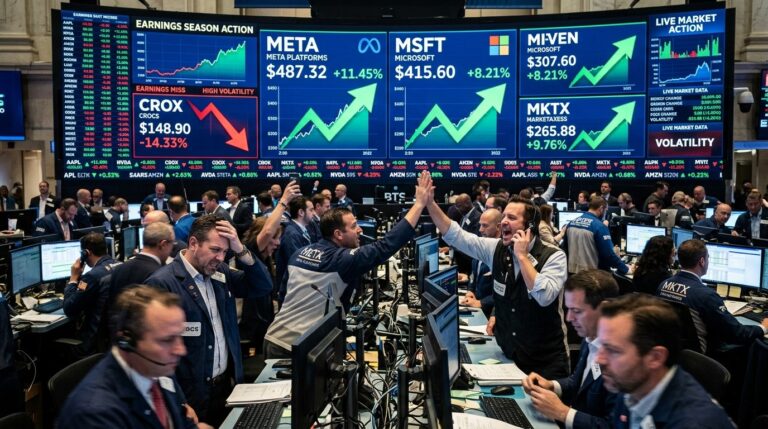 Midday Stock Movers Shake Markets: Meta Microsoft and Key Earnings Winners Losers