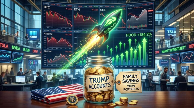 Robinhood Rises as Trump Child Accounts Launch During Crypto Selloff