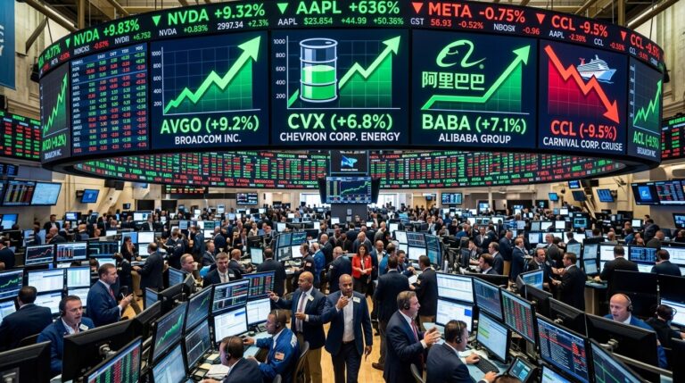 Stocks Making Biggest Midday Moves: AVGO CVX BABA CCL Update