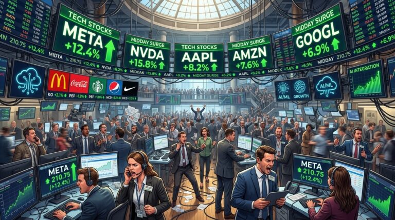 Stocks Making Biggest Moves Midday: Meta Leads Gains on AI Cloud Push