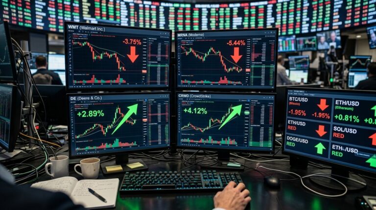 Biggest Midday Stock Movers Walmart Deere Moderna CrowdStrike