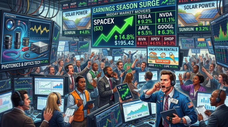 Stocks Making Big Midday Moves: SpaceX Surges Amid Tech Earnings Wave
