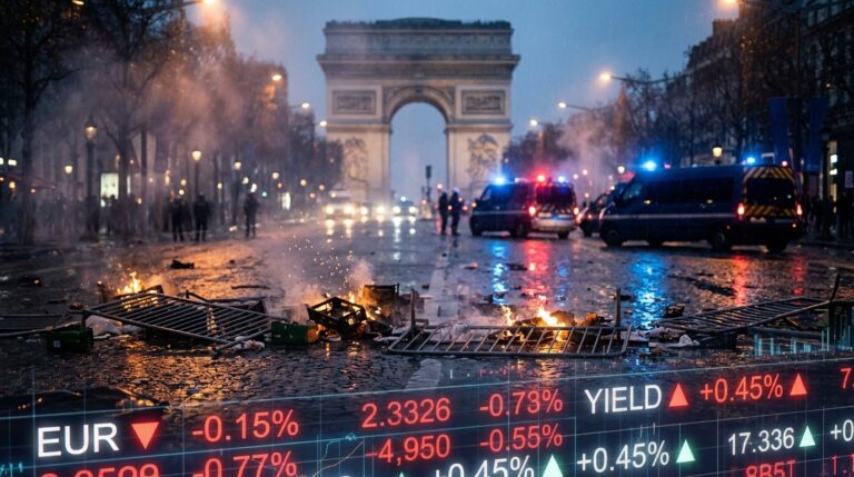 French Protests Push Bond Yields Higher Euro Weakens